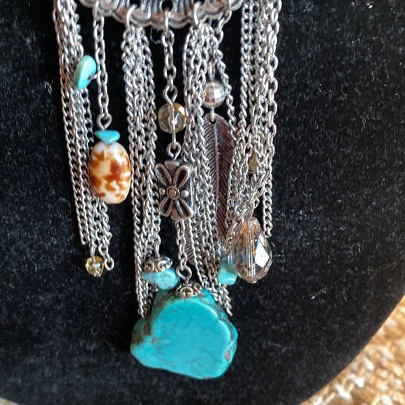 South Western Silver and Turquoise Necklace - Picture 4 of 8
